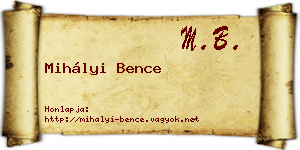 Mihályi Bence névjegykártya